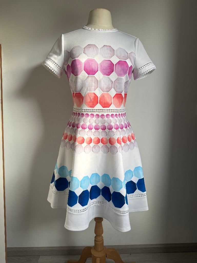 Ted Baker jurk maat 38 met kleurrijk patroon, Maat 38/40 (M), Meerkleurig, Ophalen of Verzenden, Knielengte