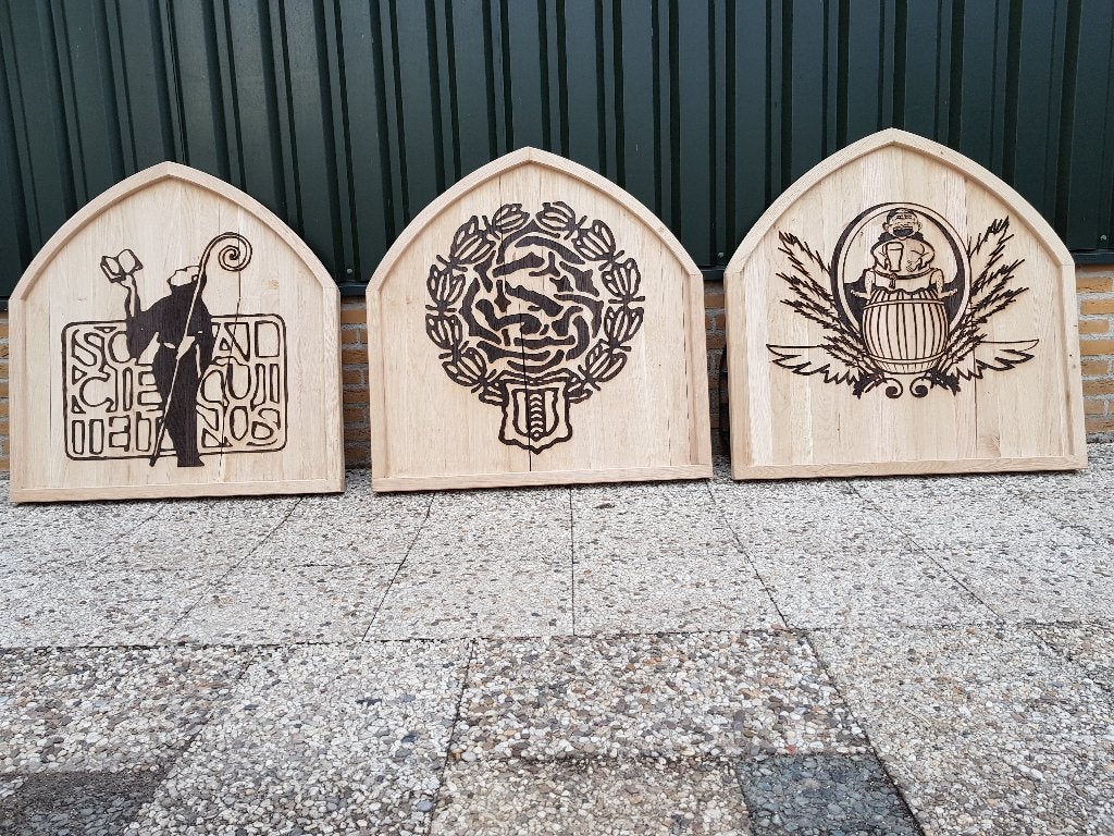 houten naamborden met tekst, afbeelding of logo, Minder dan 25 mm, Eiken, Nieuw, Ophalen of Verzenden