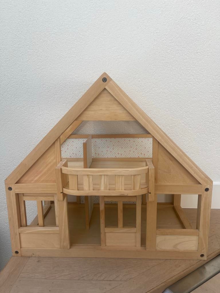 PLANTOYS groot poppenhuis blank hout 58x63 cm PLAN TOYS, Ophalen, Gebruikt, Poppenhuis