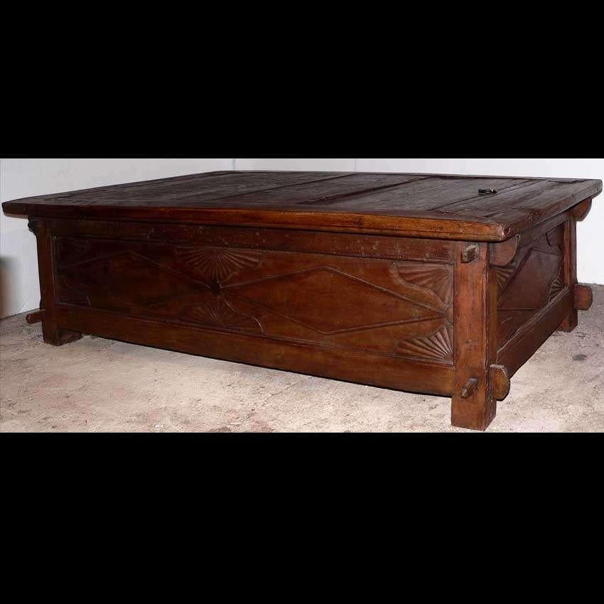 Unieke salontafel oude rijst kist uit Indonesie KI7 tafel, Antiek en Kunst, Ophalen of Verzenden