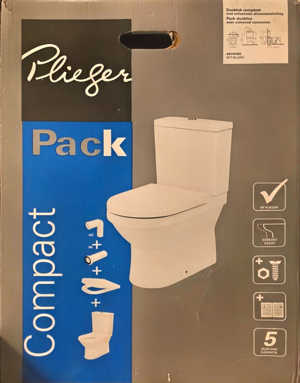 Plieger Duoblok Compact Toilet - Nieuw in doos, Ophalen, Nieuw, Toilet
