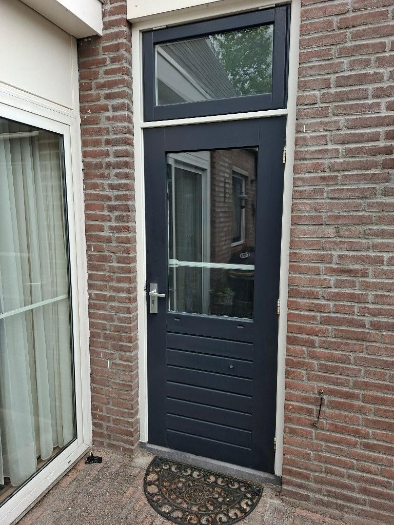 hardhouten keukendeur + kunststof hordeur, Ophalen, 80 tot 100 cm, Buitendeur, 200 tot 215 cm