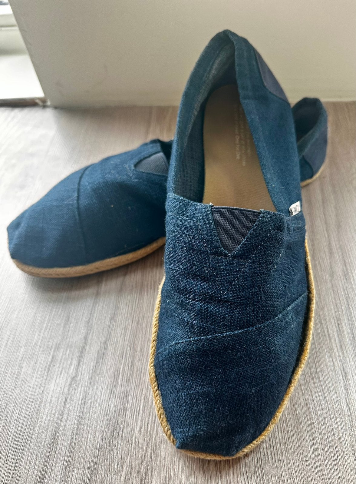 Toms espadrilles spijkerstof donkerblauw maat 44, Loafers, Blauw, Ophalen of Verzenden, Gedragen
