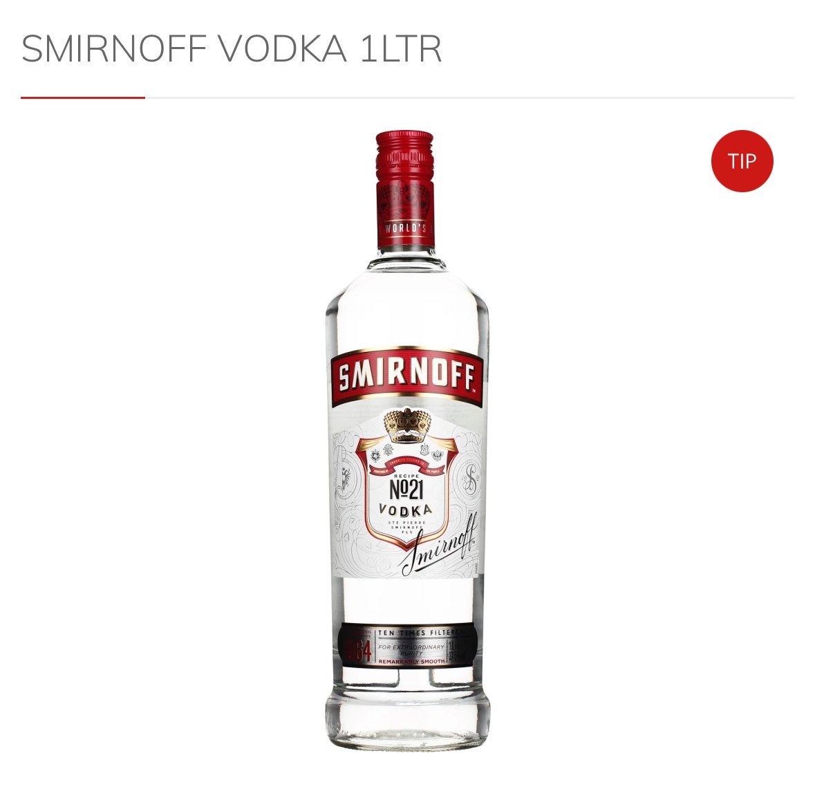 Smirnoff vodka 1L flessen, Ophalen, Nieuw, Overige gebieden, Overige typen