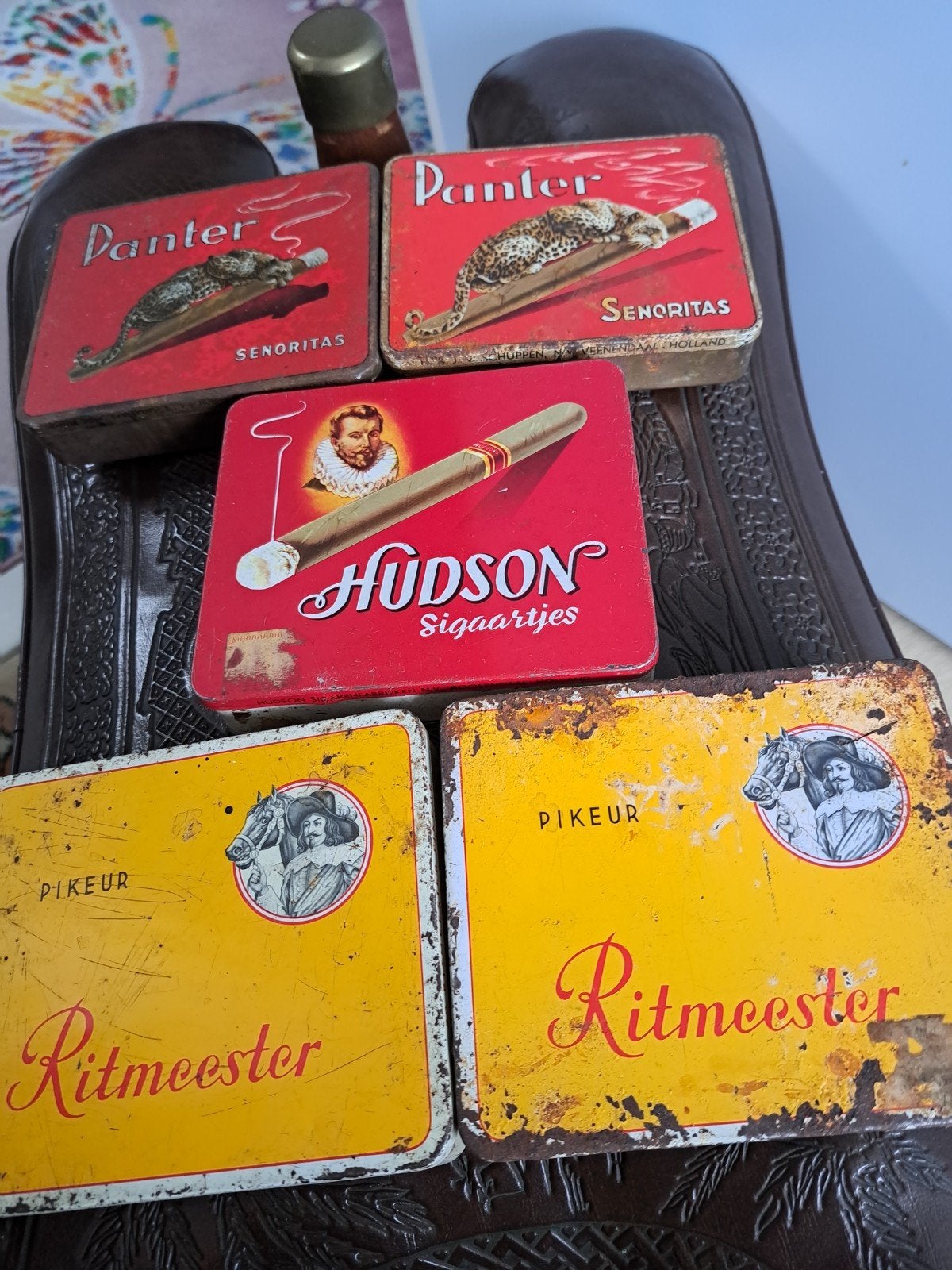 6 Vintage Sigarendoosjes: Panter, Hudson, Ritmeester, Ophalen of Verzenden