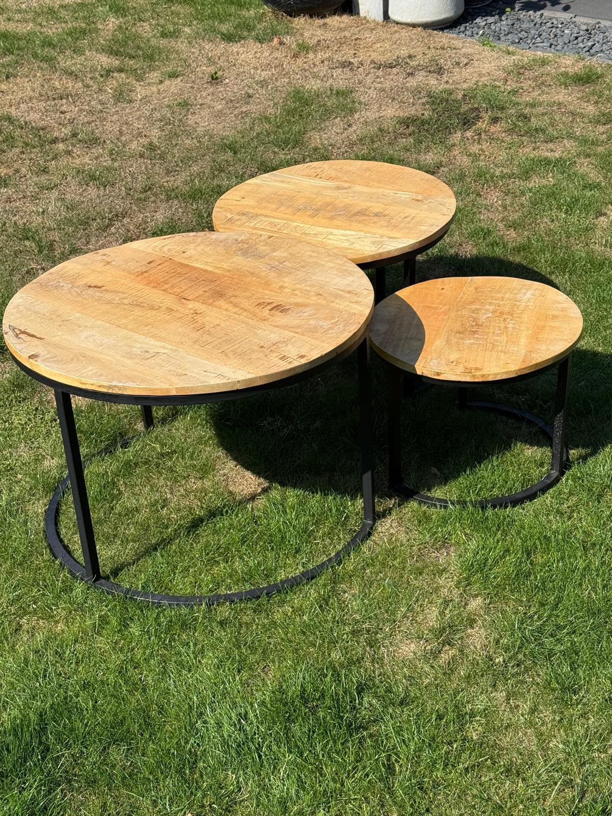3 delig Mango houtentafels, Ophalen, Rond, 50 tot 100 cm