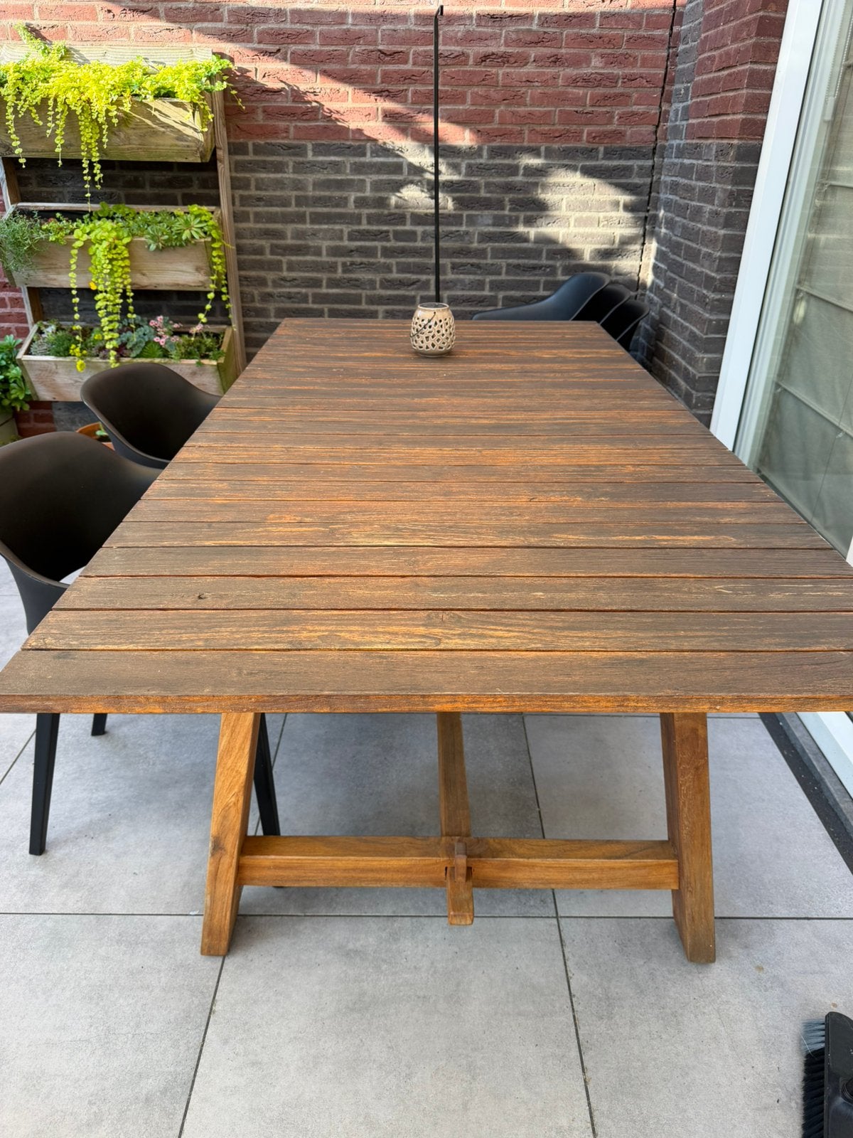 Tuintafel teak 200x100 cm robuust en stijlvol, Ophalen, Zo goed als nieuw, Rechthoekig, Teakhout