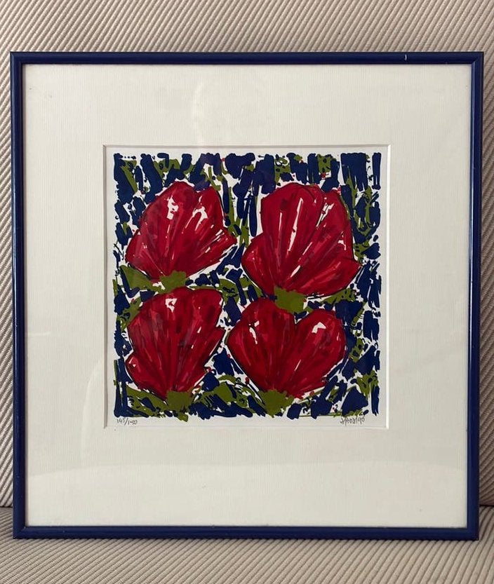 Zeefdruk Tulpen van Ad van Hassel 1996, Ophalen of Verzenden