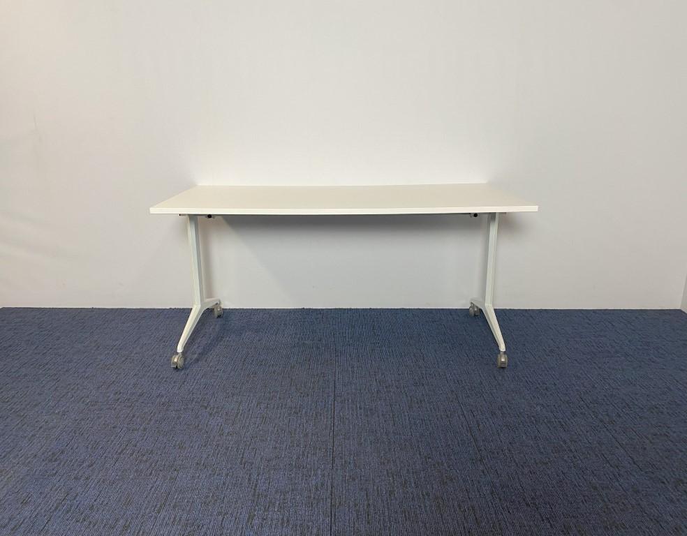 Verrijdbare/inklapbare tafel, wit blad, 160 x 80 cm., Ophalen, Met wielen, Gebruikt