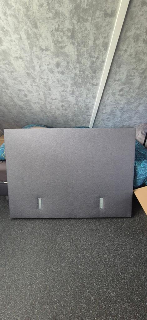 Hoofdbord voor bed - Grijs, Ophalen, Tweepersoons, 140 cm, Zo goed als nieuw