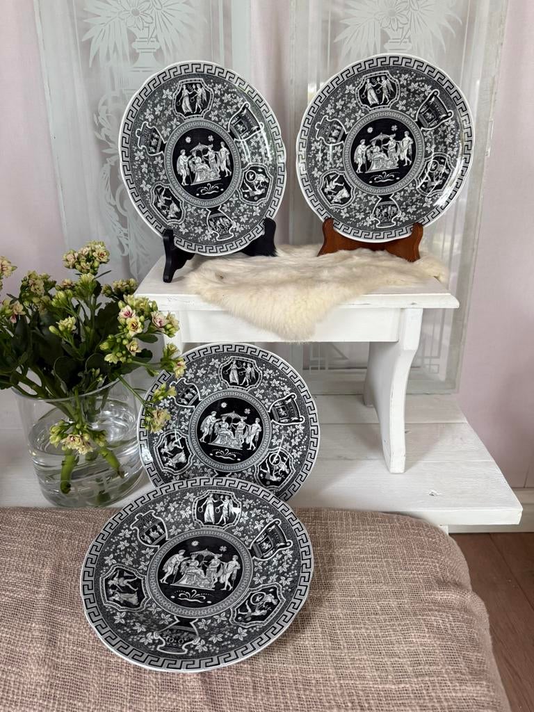 Spode Archive collection Greek 4x diner bordrn izgst zwart, Ophalen