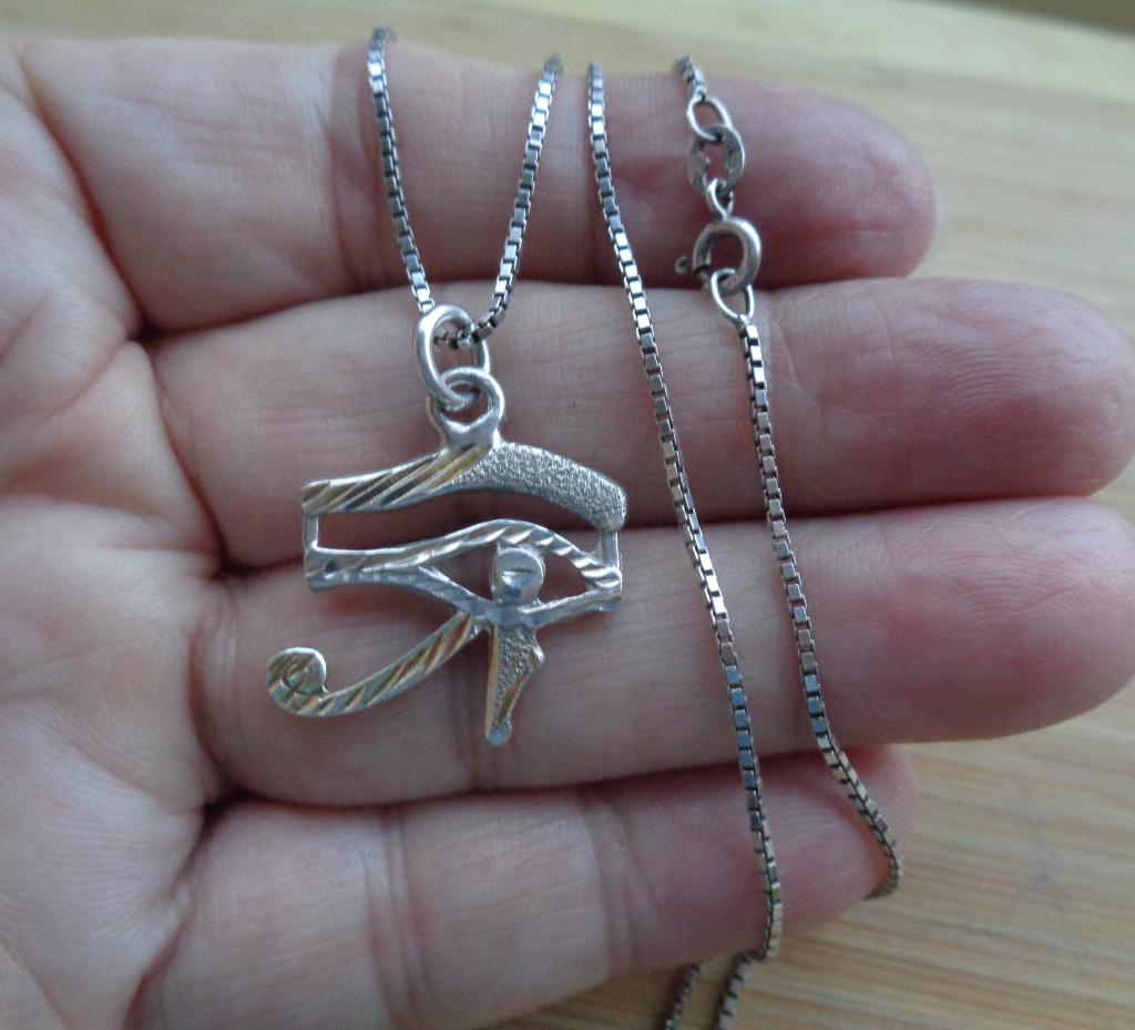 zilveren ketting met oog van Horus hanger [362], Met hanger, Verzenden, Zo goed als nieuw, Zilver