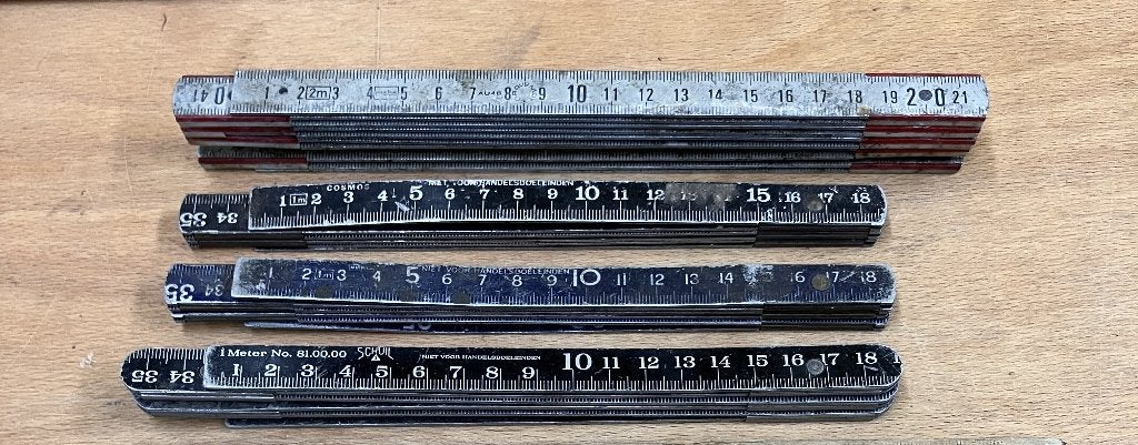 Vintage aluminium duimstokken., Ophalen