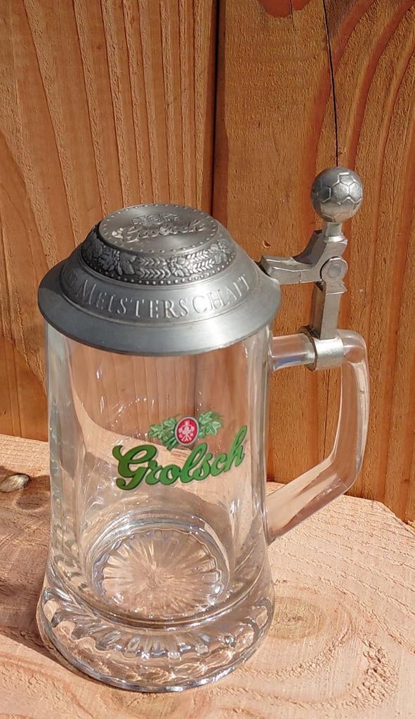 Grolsch Glazen Bierpul Met Metalen Deksel, Ophalen, Zo goed als nieuw, Pul(len), Grolsch