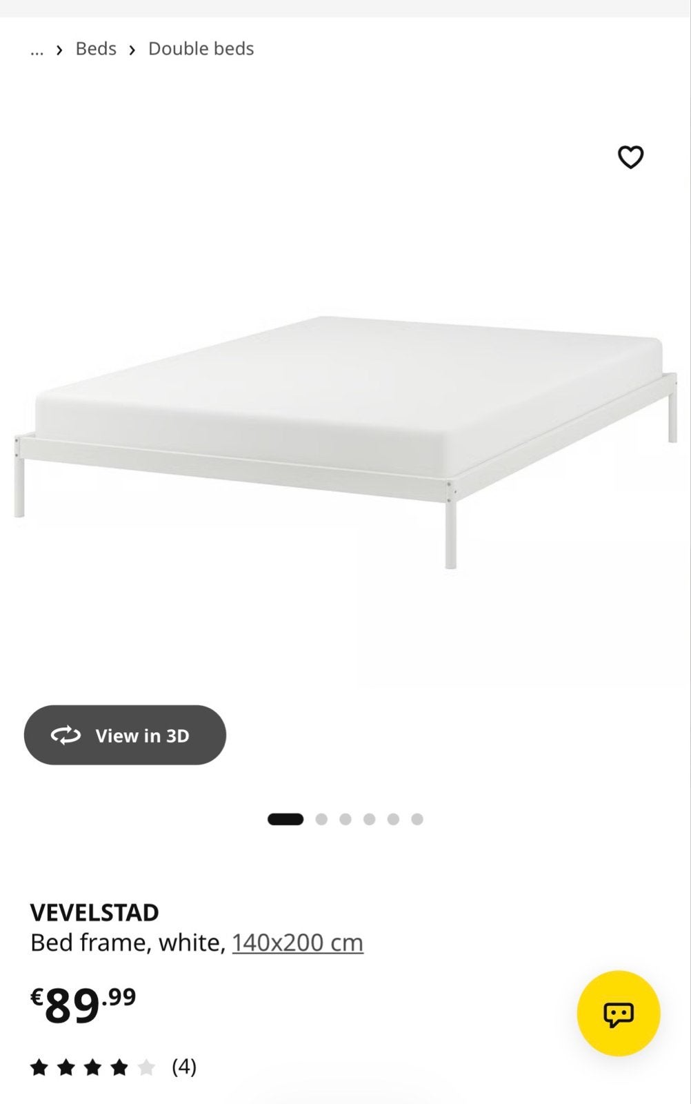 IKEA VEVELSTAD Bedframe wit 140x200 cm - Nieuw in verpakking