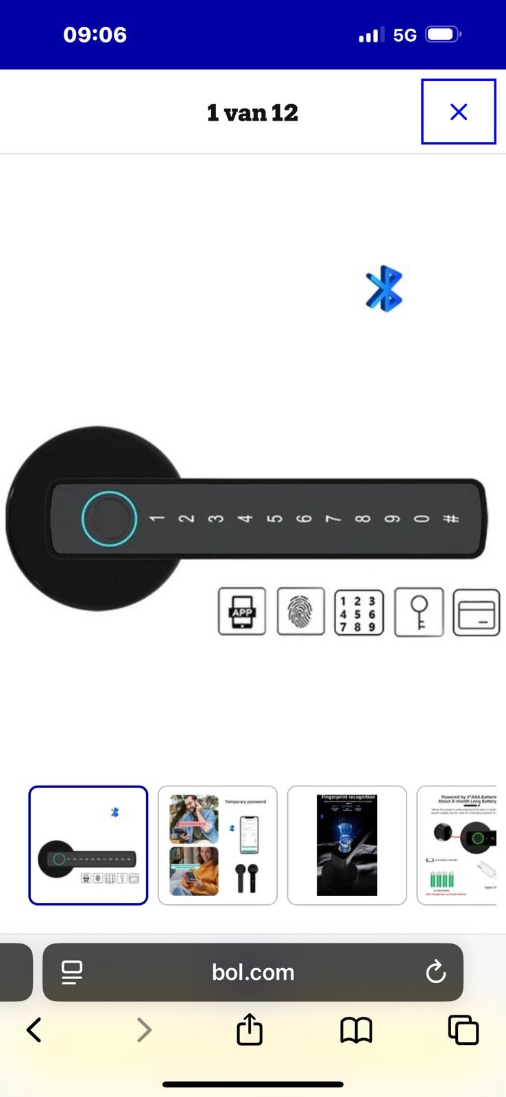Smart lock deurklink, Ophalen of Verzenden, Zo goed als nieuw, Rvs, Slot