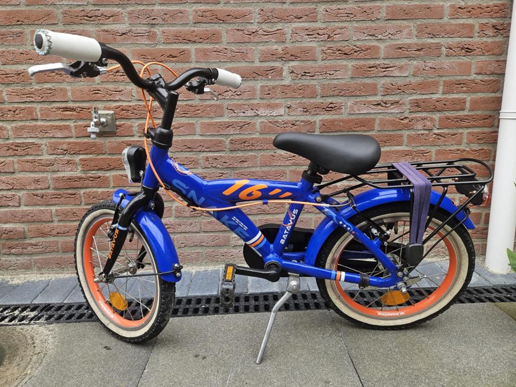 Batavus Snake Kinderfiets 16 inch - Blauw, terugtrap rem, Ophalen, Gebruikt, 16 tot 20 inch