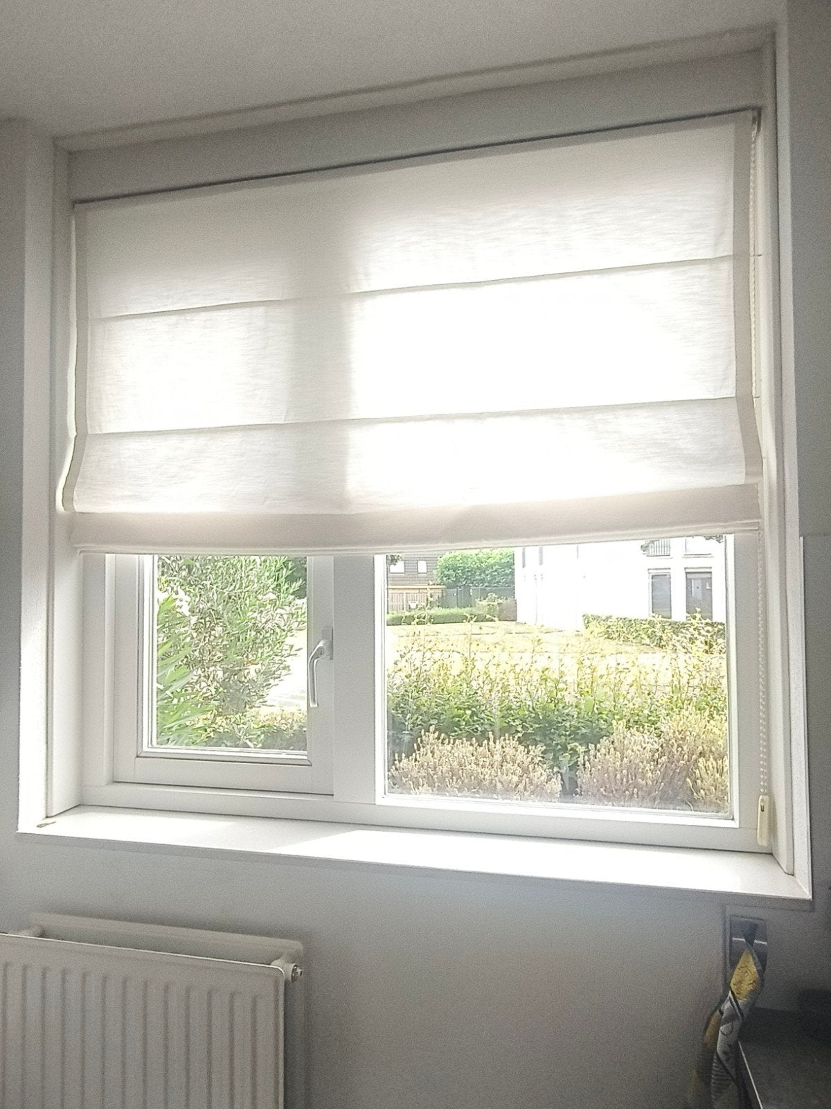 Wit vouwgordijn - B140xH130 cm - Lichtdoorlatend, Gebruikt, Wit, Ophalen of Verzenden, Lichtdoorlatend