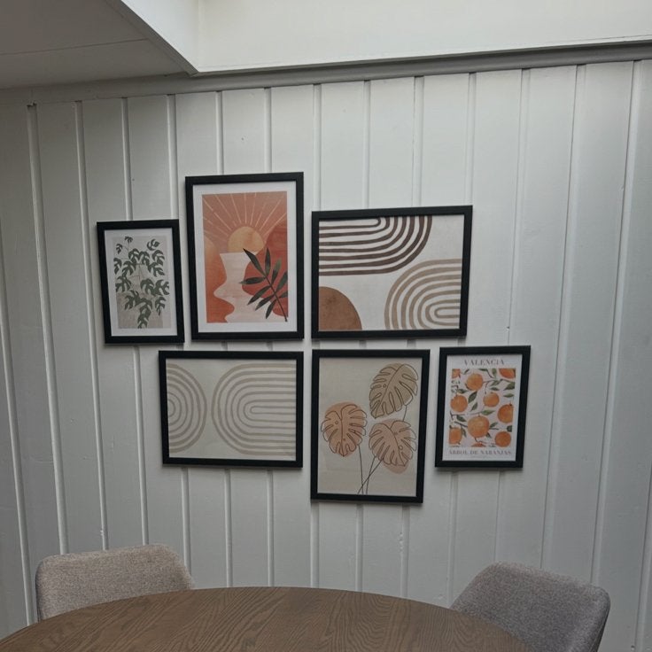 Complete wandset 6x IKEA FISKBO zwart 33x43 & 33x24, Ophalen, Kunststof, Zo goed als nieuw, Fotolijst