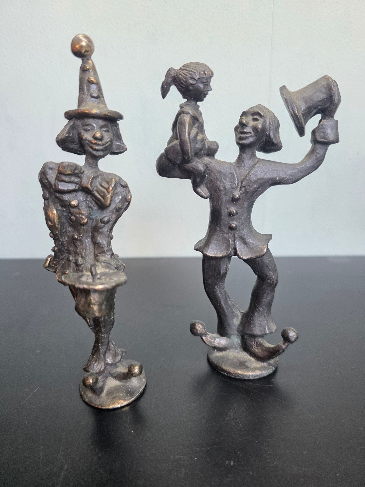 2 bronzen beeldjes Corry Ammerlaan Cliniclowns, Ophalen of Verzenden