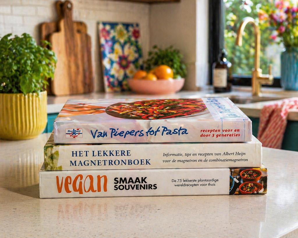 Kookboeken set: Van Piepers tot Pasta, Magnetronboek, Vegan, Boeken, Tijdschriften en Kranten, Ophalen of Verzenden, Zo goed als nieuw