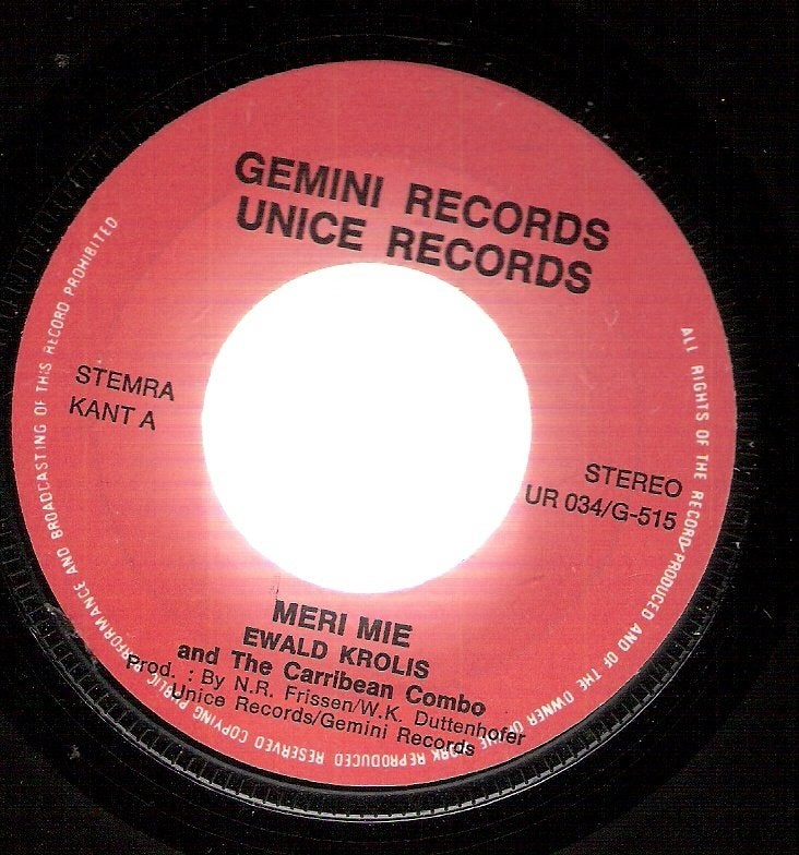 Suriname -Ewald Krolis-vinyl single -Merie Mie RARE, Cd's en Dvd's, Ophalen, Gebruikt, Latijns-Amerikaans, EP