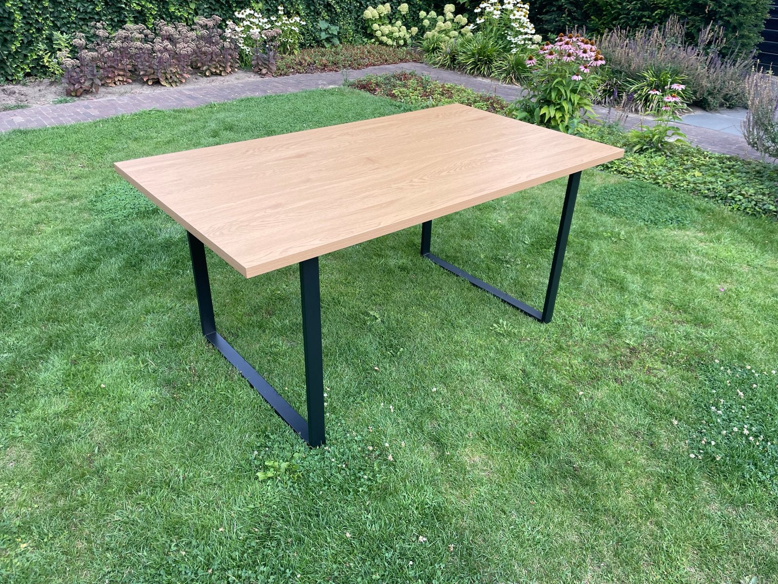 Eettafel 90x160 w.eiken/zwart jysk AABENRAA, Huis en Inrichting, Tafels | Eettafels, Ophalen, Eikenhout, 50 tot 100 cm, Zo goed als nieuw