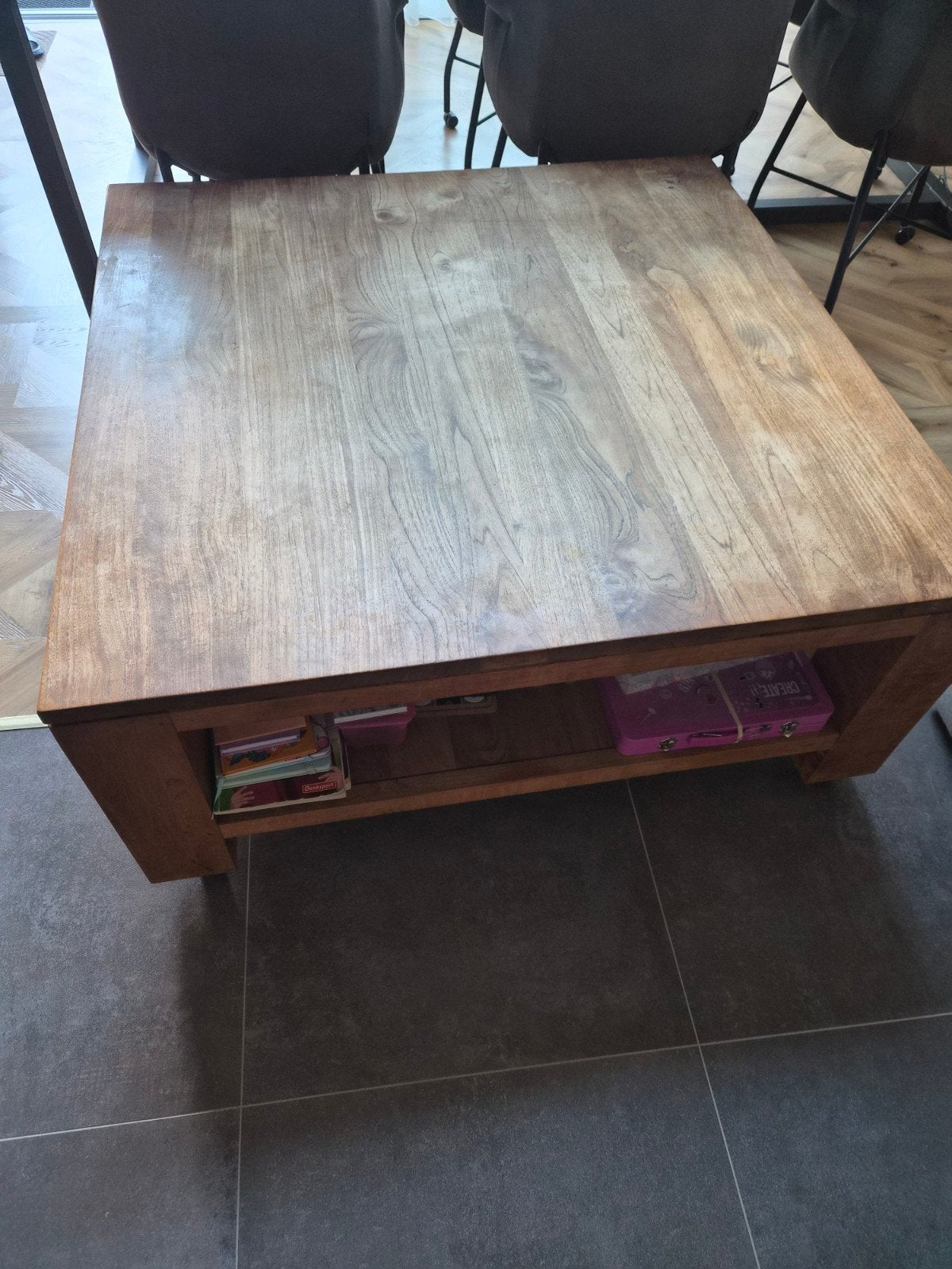 Hardhout salontafel  110x110, Huis en Inrichting, Ophalen of Verzenden, Rechthoekig, 100 tot 150 cm, 50 tot 100 cm