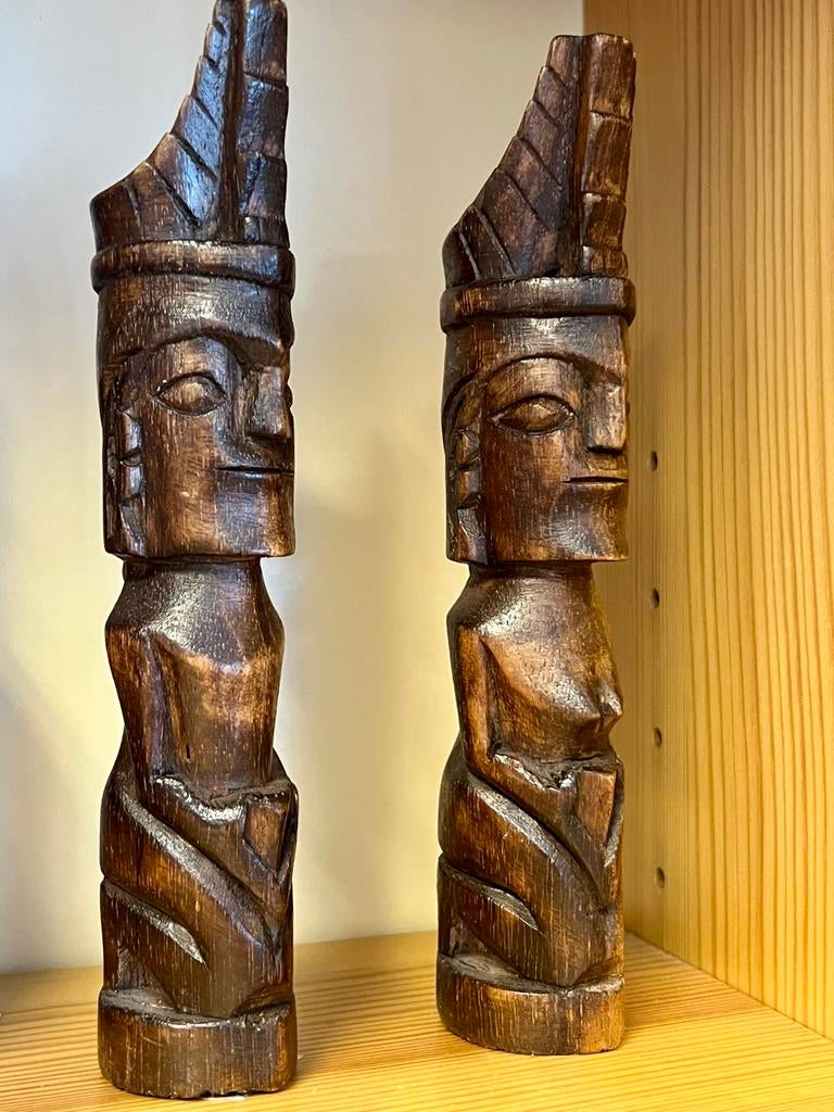 Primitief Indonesisch Beeldenpaar uit Nederlands-Indië, Antiek en Kunst, Ophalen