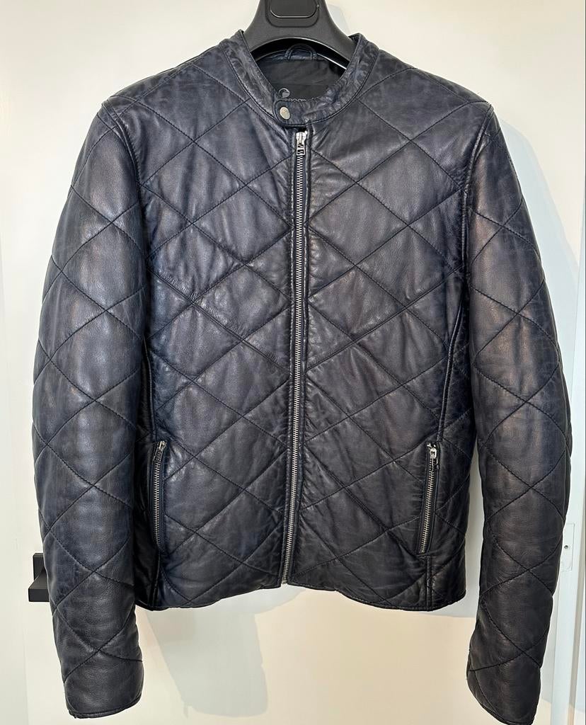 Goosecraft - ‘Anthony’ leren jack blauw | maat L, Ophalen of Verzenden, Zo goed als nieuw, Maat 52/54 (L), Blauw