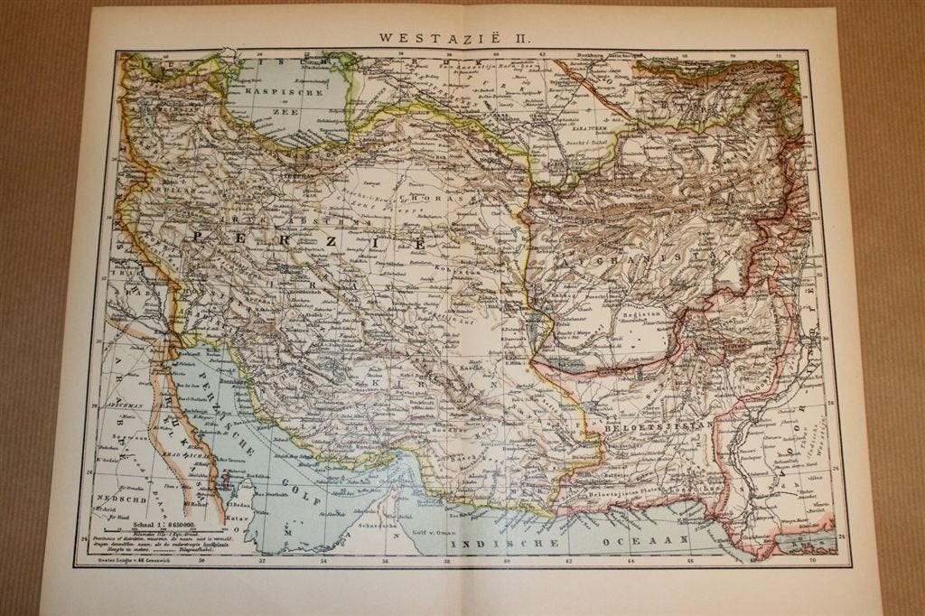 Antieke kaart - Perzië Afghanistan ed. - Ca 1900, Boeken, Atlassen en Landkaarten, Ophalen of Verzenden, 1800 tot 2000, Nederland