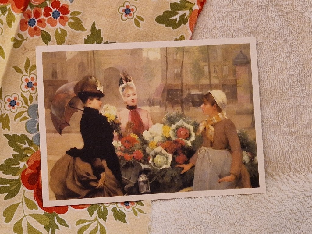 Ansichtkaart. "De bloemenverkoopster"., Verzenden, Nieuw, Papier/karton