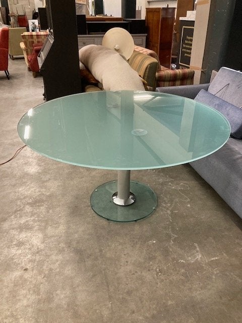 glazen eettafel rond getint glas ALS NIEUW