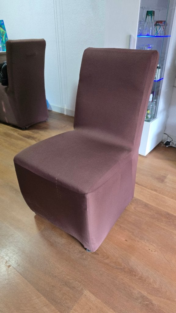 Gratis 4x Haco eetkamerstoelen Lousanne met bruine hoezen, Ophalen, Gebruikt, Bruin, Vier