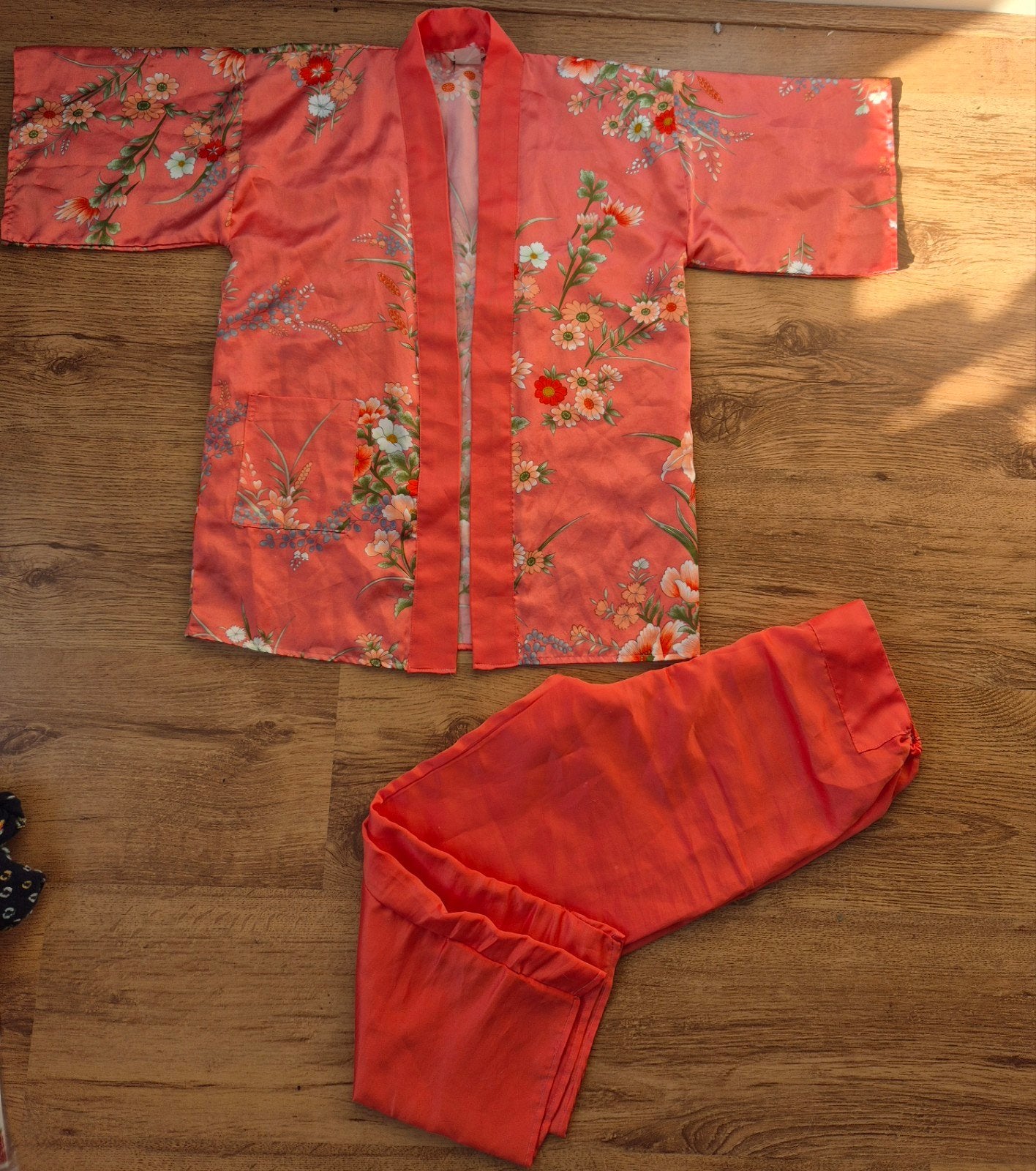 Vintage 2 delige oudroze Japanse Kimono, maat 122-128, Ophalen of Verzenden, Gebruikt, Japans, Meisje
