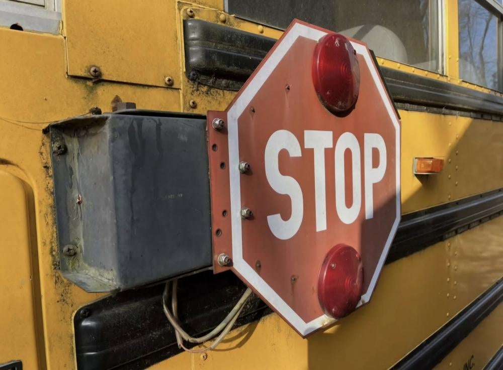 STOP bord, schoolbus bord met beweegbare arm & verlichting., Ophalen, Gebruikt, Gebruiksvoorwerp, .
