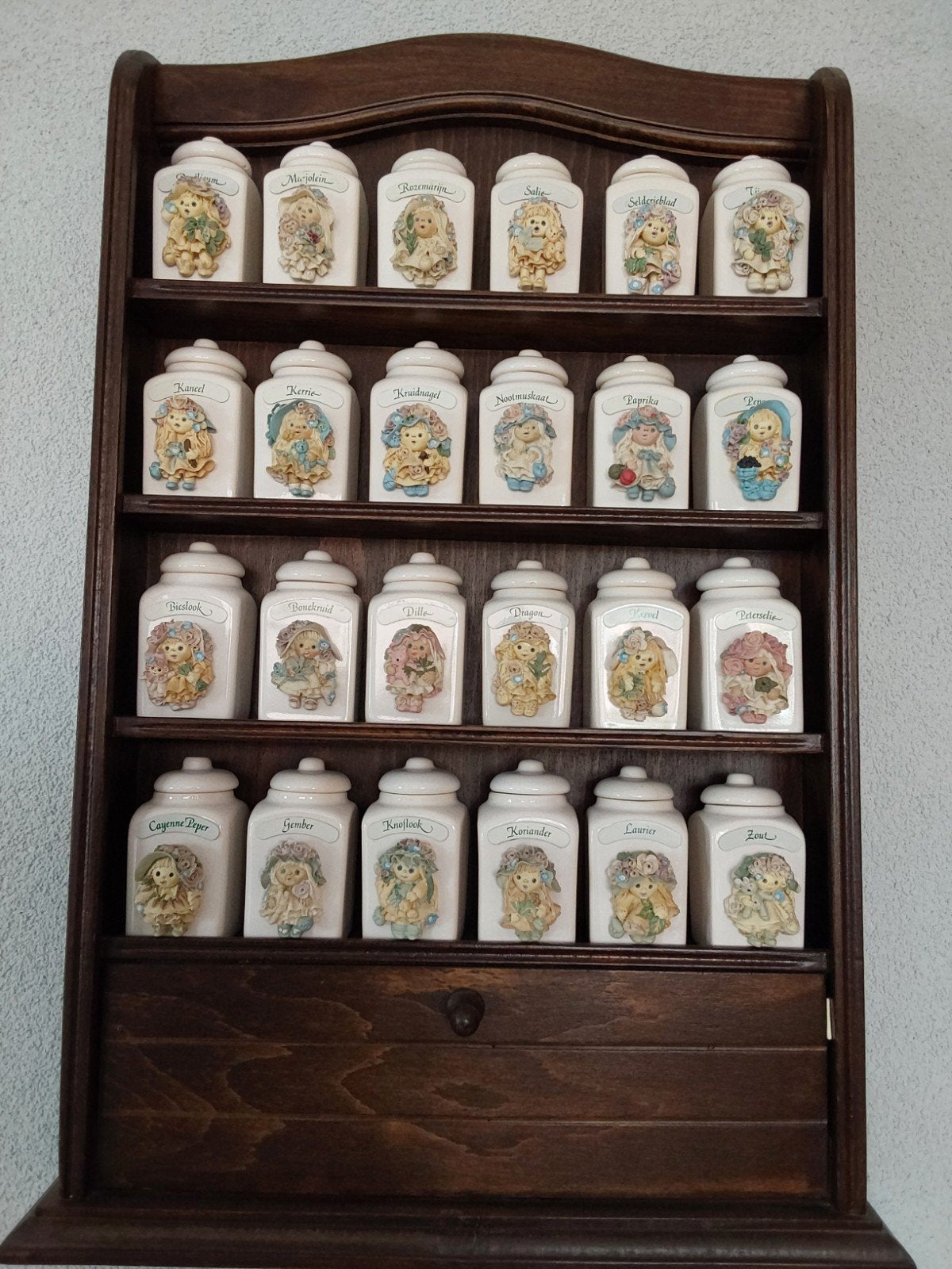 Vintage Goldina Art Collection Kruidenpotjes met Rek, Antiek en Kunst, Ophalen
