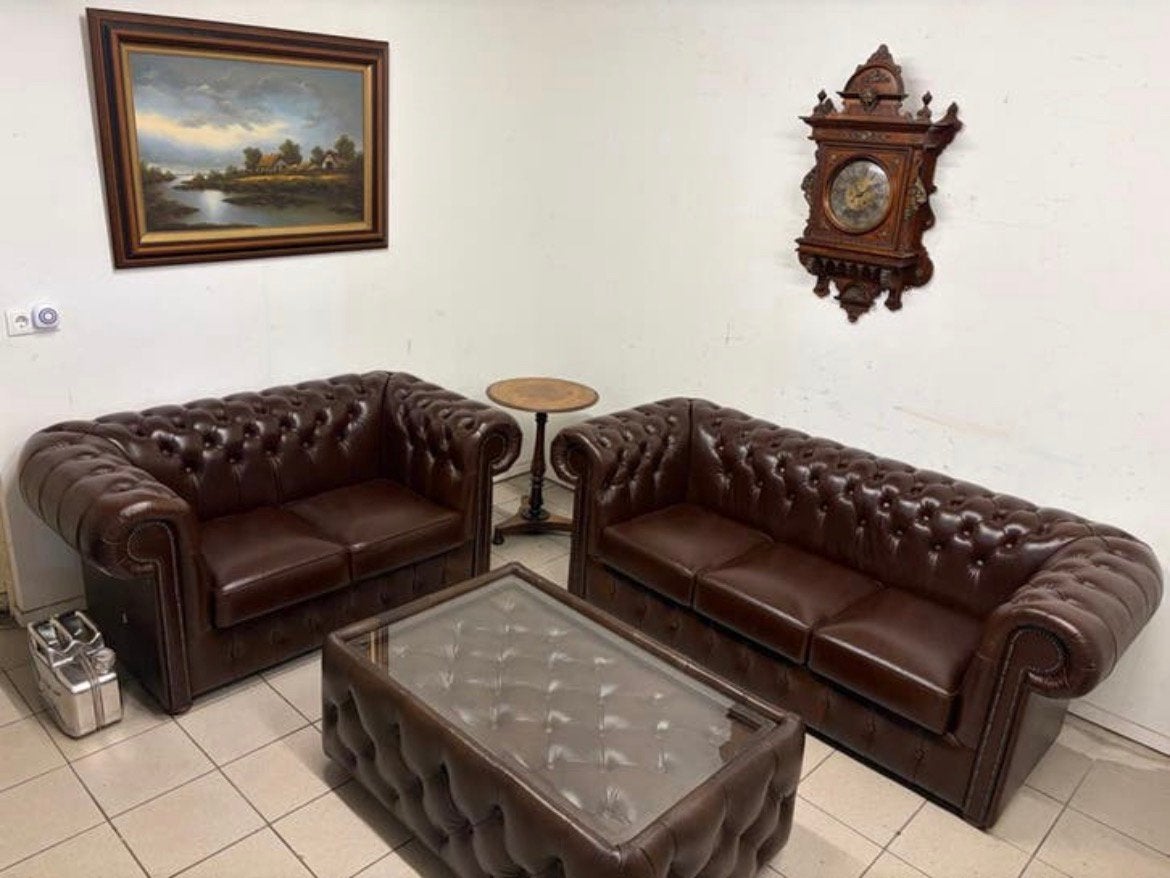 Chesterfield 2 en 3 zits set bankstel voor kantoor of huis, Ophalen