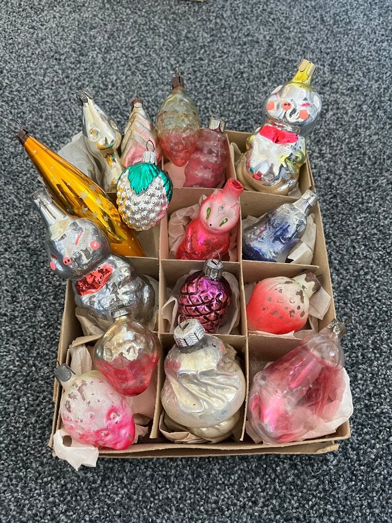 Oude antieke Russische kerstballen, Diversen, Kerst, Ophalen of Verzenden, Gebruikt
