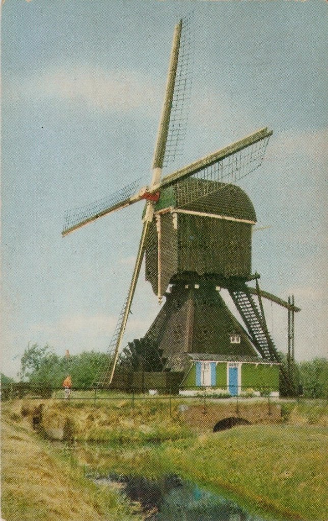 Molen polder Hellouw ca. 1960, Ophalen of Verzenden, 1960 tot 1980, Ongelopen, Gelderland