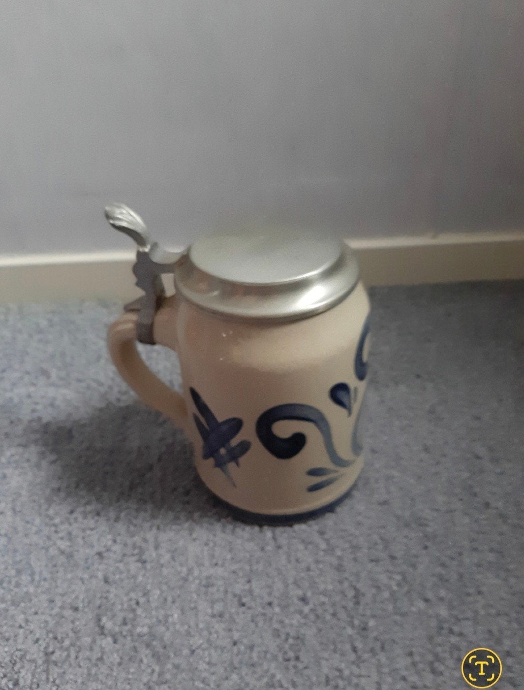 Vintage Bierpul met Deksel - Keramiek en Tin, Antiek en Kunst, Antiek | Keramiek en Aardewerk, Ophalen of Verzenden