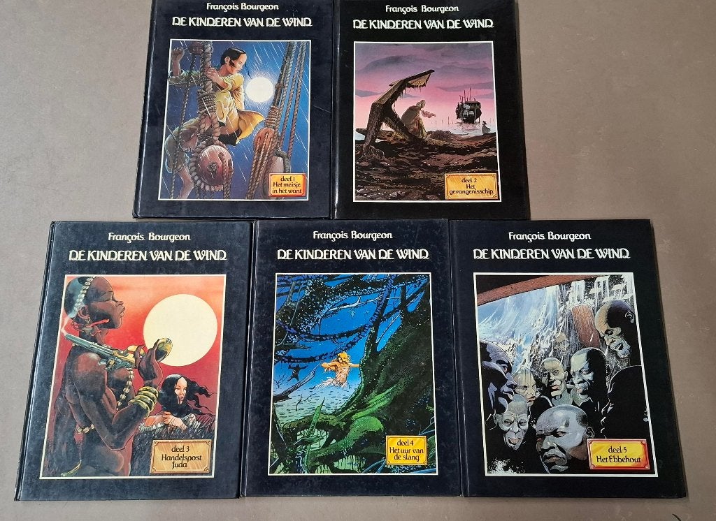 Kinderen van de wind, deel 1 t/m 5 hardcover= complete serie, Meerdere stripboeken, Ophalen of Verzenden, Gelezen, Francois Bourgeon