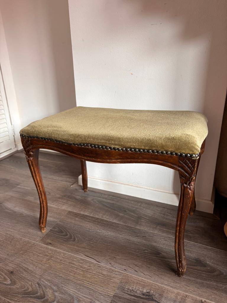 Vintage voetenbankje/kruk, Huis en Inrichting, Banken | Voetenbanken en Poefen, Ophalen, Gebruikt, Rechthoekig, Minder dan 50 cm