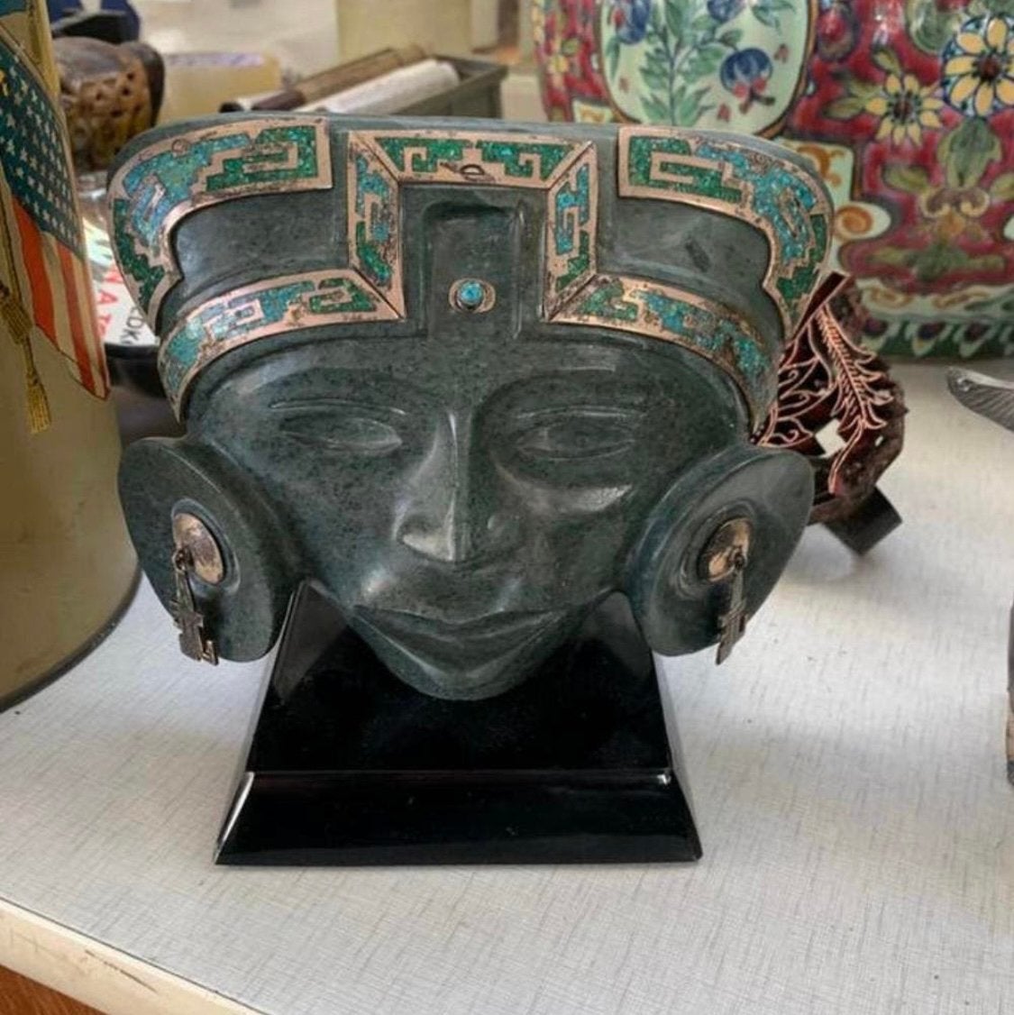 Beeld masker waarschijnlijk een Maya of Azteeks met zilveren, Ophalen of Verzenden