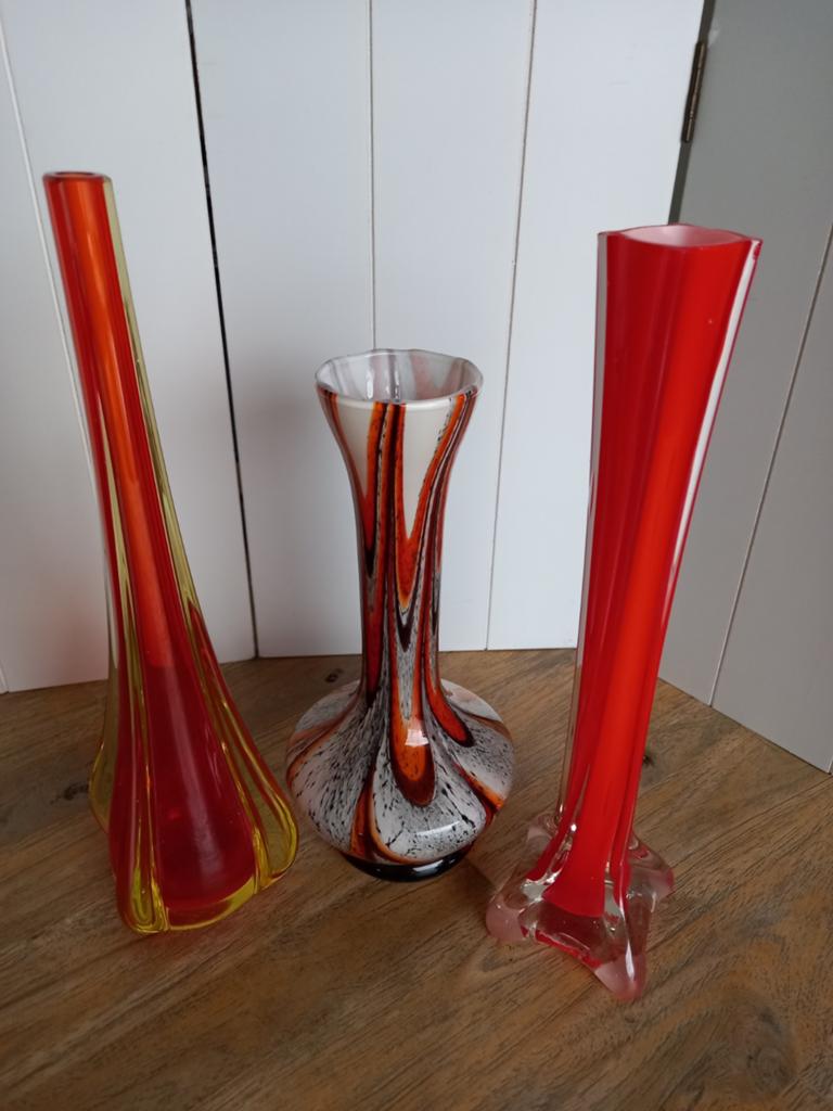 Prachtige Murano vaasjes, Overige kleuren, Ophalen of Verzenden, Minder dan 50 cm, Glas