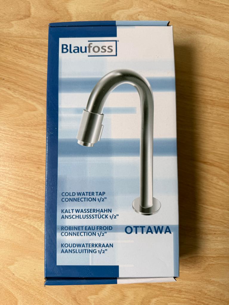 Blaufoss Ottawa Koudwaterkraan 1/2" mat zwart- Nieuw in doos, Ophalen of Verzenden, Zo goed als nieuw, Chroom, Kraan