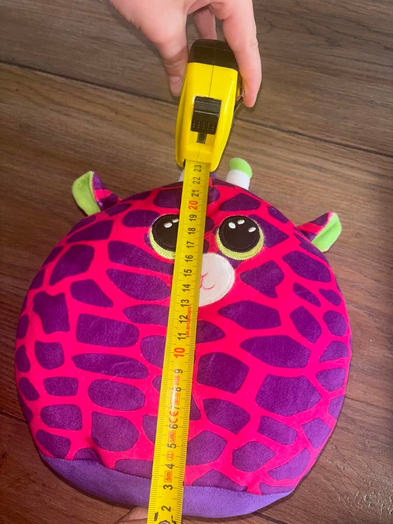 Squishmallow roze/paarse giraf - Heerlijk zacht kussen/knuff, Giraf, Ophalen of Verzenden, Zo goed als nieuw, Middelgroot (20 tot 80 cm)