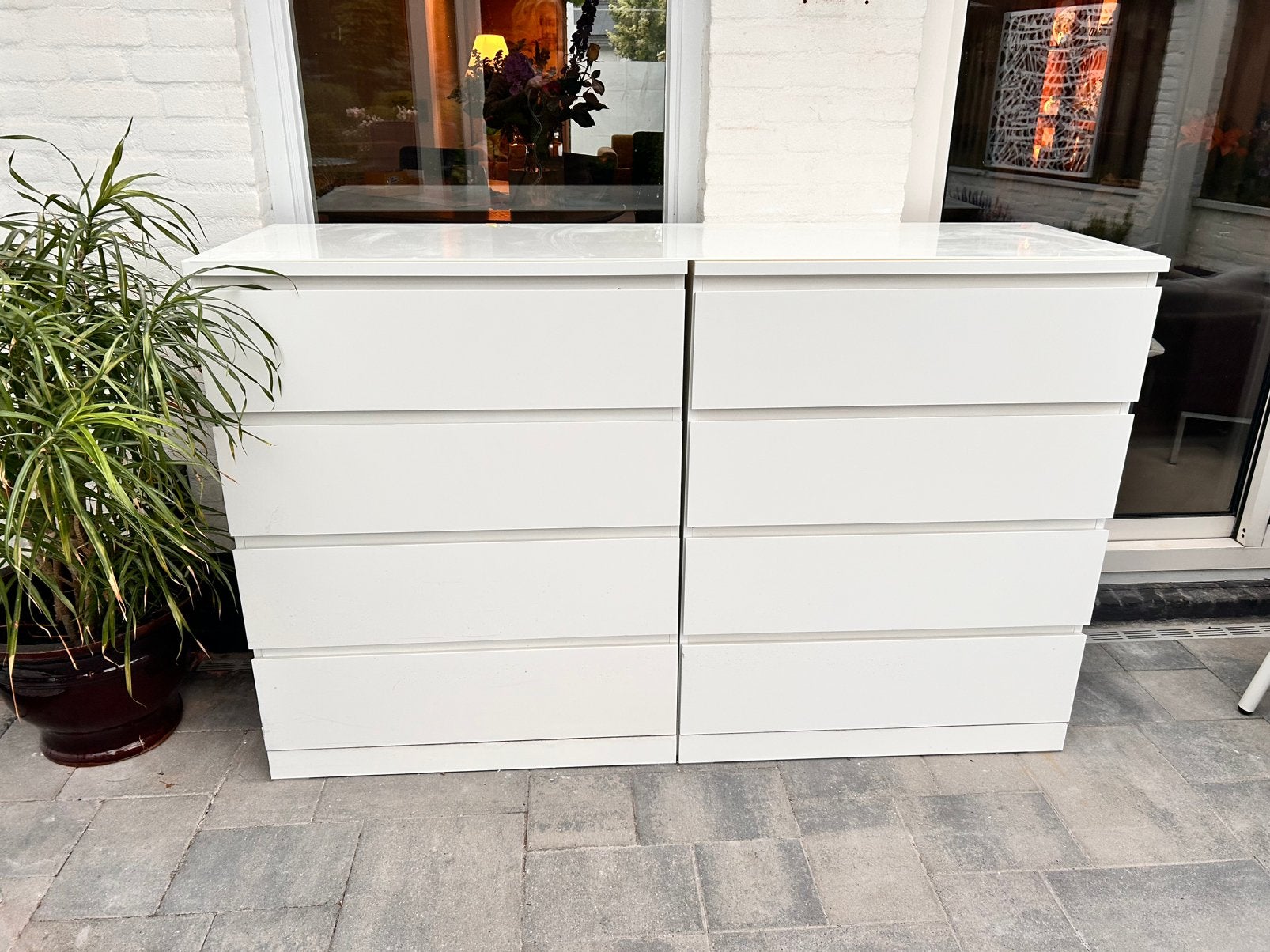 2x Ikea Malm, 4 laden per kast, wit, Ophalen, Gebruikt