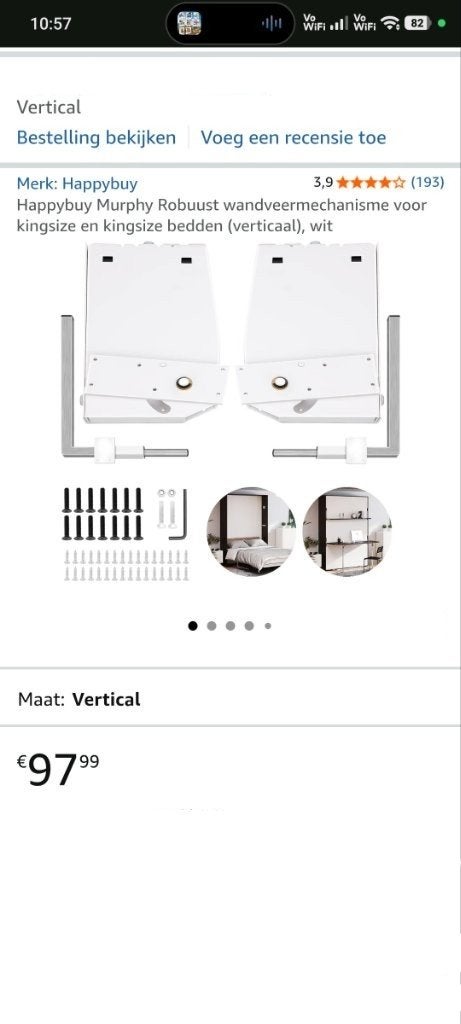 Scharnieren & poten Murphy Bed, Ophalen, Nieuw, 140 cm, Twijfelaar