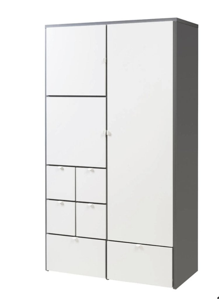 VISTHUS Kledingkast, grijs/wit, 122x59x216 cm, Ophalen, Overige materialen, 200 cm of meer, Met klep(pen)